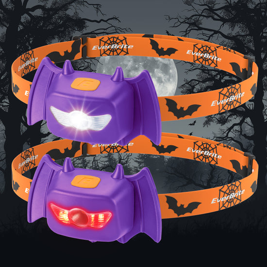 EverBrite Halloween Bat Headlamps Gifts - 3 Modes Headlamps with Warm/Red/Strobe Lights