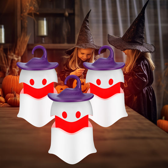 EverBrite Halloween Hanging Collapsible Ghost Lights, Two Color Changing, Indoor/Outdoor Halloween Spooky Party Decorations, Battery Included