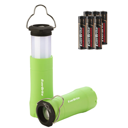 EverBrite 2 Pcs 2-in-1 Mini Zoomable Flashlight Lantern Combo with 3 Modes for Camping, Hiking, Home, Emergency